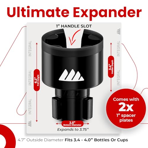Ultimate Car Cup Holder Expander with Adjustable Base (Black / 2 Pack)