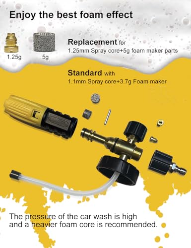 Foam Cannon with Pressure Washer Tips and Nozzle Holder (Foam Canon with 5 Nozzles)
