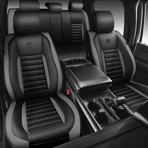 Nappa Leather Car Seat Covers Full Set (Black gray / Full Set)