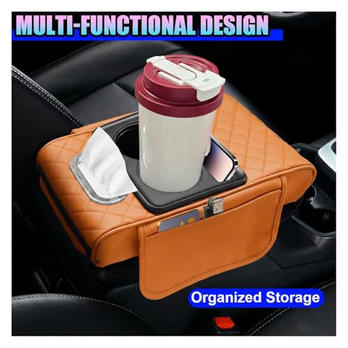 Leather Car Center Console Cover (Orange)