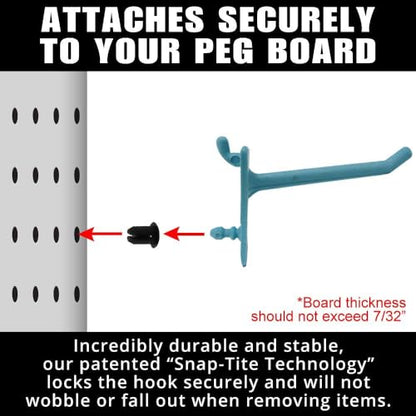 PegPro® 2" Hooks Kit for Standard “Wood Fiber” pegboard (2" Straight - 24 Count / Caribbean)