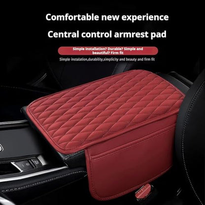 Car Armrest Cover Leather Car Console Covers Box Pad with Pocket and Tissue Box Arm Rest Cover for Car for SUV Truck Sedan Vehicle (thin-bark)