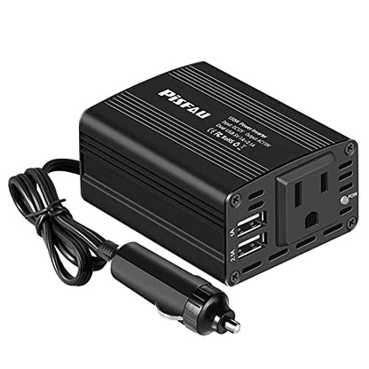150W Power Inverters for Vehicles 12V DC to 110V AC Car Plug Adapter Outlet (Black)
