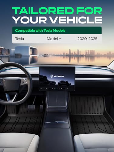 Automotive Floor Mats for Tesla Model Y 2020 (Black / 6-Piece Set)