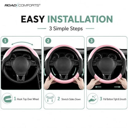 Steering Wheel Cover (Black&Pink)