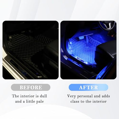 4-in-1 Car LED Lights Interior with USB Port,Ambient Neon Car Door Lights Kit for CCar Decor,Party,Music,Gift,Universal CCar Pedal Light Interior Accessories for Wonmen & Men (Blue) (Blue)