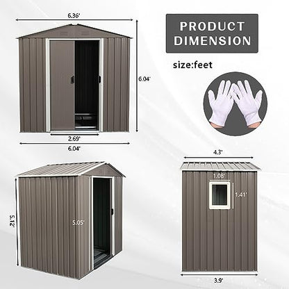 6x5 FT Outdoor Storage Shed (6x5 FT/Window / Warm Gray)