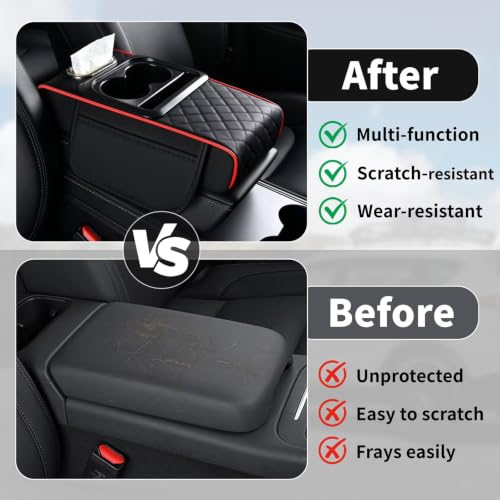 5-in-1 Center Console Cover Fit for Infiniti Q60#005 Redline (Fit for Infiniti Q60 / #005 Black&Red)