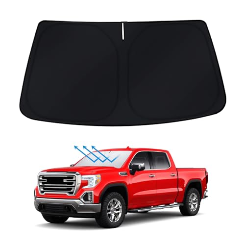 Front Windshield Sun Shade Compatible with GMC Sierra 1500 2500 3500 2019 (for GMC Sierra 2019-2024 - 3 Layer)