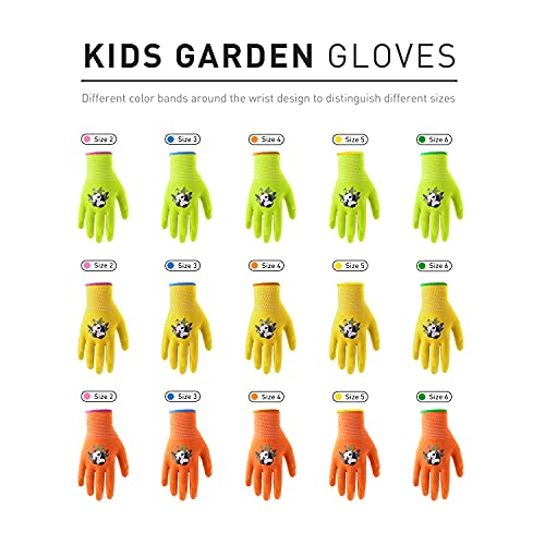 2 Pairs Kids Gardening Gloves (Orange (Pack of 2) / X-Large (Age 9-10))