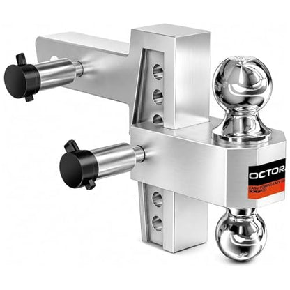 Adjustable Trailer Hitch (Silver Dual Ball / 2 inch - 6 inch Drop)