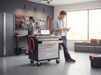 Heavy Duty Rolling Storage Cabinet with Wheels and Drawers (6 Drawer (28" W x 25" D x 34.5" H) / Graphite)