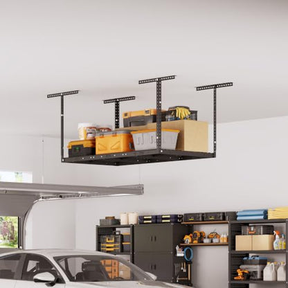 3x8ft Overhead Ceiling Garage Storage Rack (Black / 3x8ft)