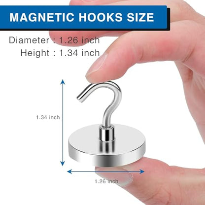 Magnetic Hooks for Cruise Cabins 130LBS Heavy Duty Magnet Hook 25P (Silver / 1.26in)