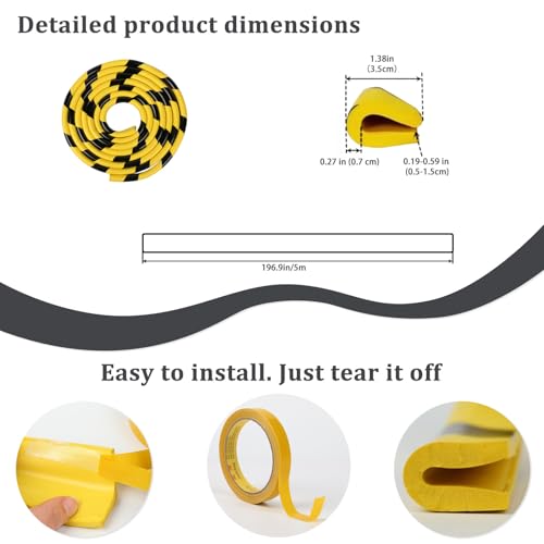 Wall Edge Corner Guards 196.9in (U-shaped（rough-grip Tape） / 196.9 IN (5 M))