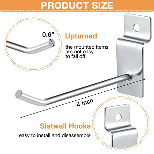 100 Pack Heavy Duty Slatwall Hooks Metal for Garage (4 Inch)
