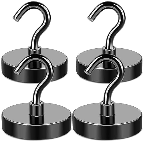 Magnetic Hooks Heavy Duty 150LB+ Strong Black Magnets Hook (Black / 4Pack-170LB)