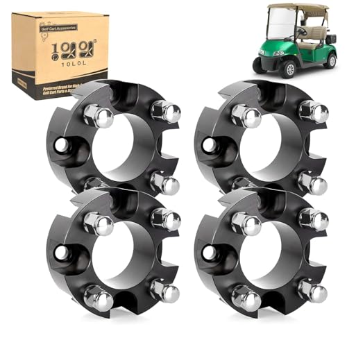 2 Inch Golf Cart Wheel Spacers Kit with Lug Nuts for Yamaha (4-Pack Black)