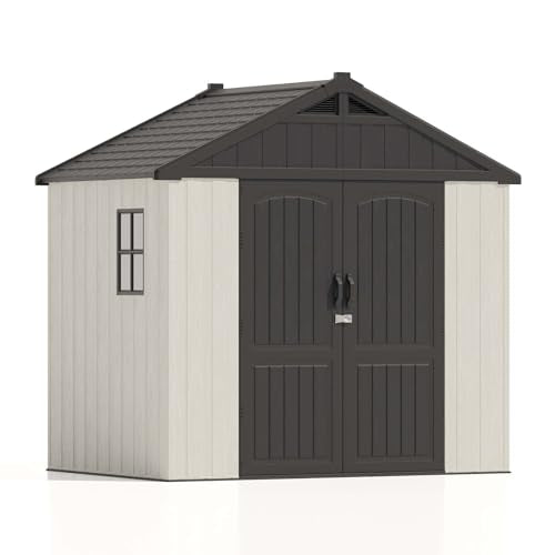 8x6 FT Plastic Outdoor Storage Shed with Floor (Beige / 8 X 6 FT)