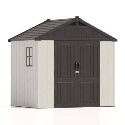 8x6 FT Plastic Outdoor Storage Shed with Floor (Beige / 8 X 6 FT)