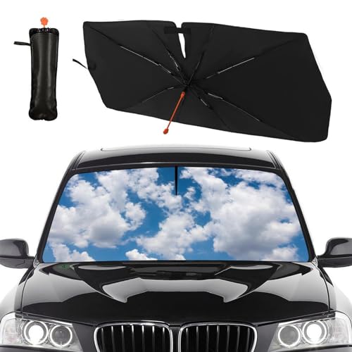 Blue Sky Clouds Car Windshield Sunshade Umbrella Car Foldable Umbrella Sunshade for Front Window UV Reflector Auto Windshield Umbrella Sun Shades Cover for Most Vehicles 57'' X 30'' (57'' X 30'' / style-AB5)