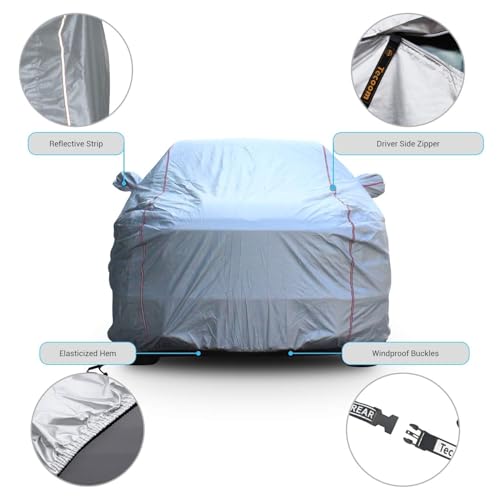 Hard Shell Truck Car Cover Waterproof UV (Silver-Red / TM：for Truck(Lenght 212"))