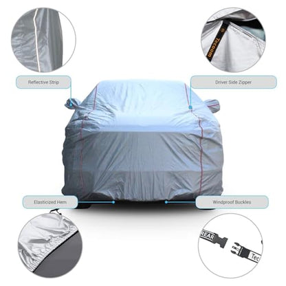 Hard Shell Truck Car Cover Waterproof UV (Silver-Red / TM：for Truck(Lenght 212"))