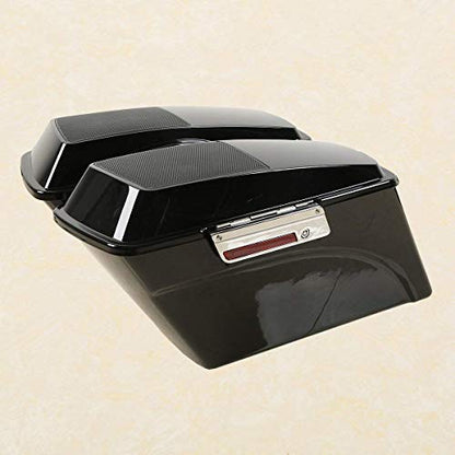 Motorcycle Hard Saddlebags with 5x7 Speaker Lids & Chrome Conversion Brackets Fit For Harley Softail Deluxe Heritage Softail 1984 (Vivid Black W/ Chrome Latches)