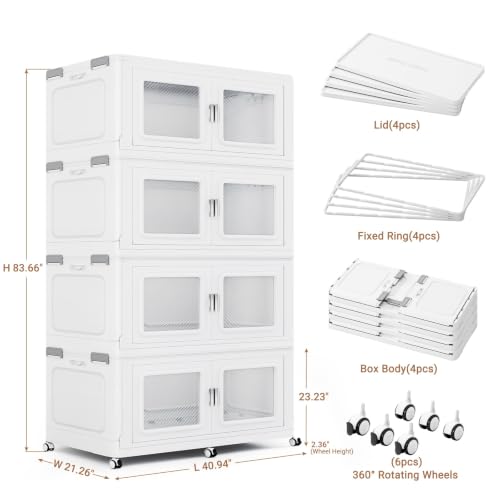 1200 Qt Extra Large Stackable Storage Bin with 4 Lid (White / 300QT-4pack)