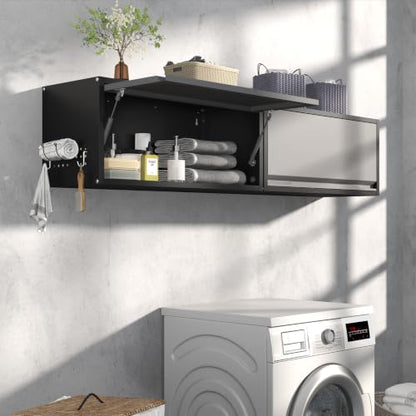Metal Garage Wall Cabinet with Doors Side with Holes (13.8''H / Black Gray)