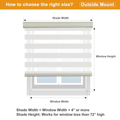 Cordless Zebra Blinds for Windows Free (34"w X 72"h / Cream)