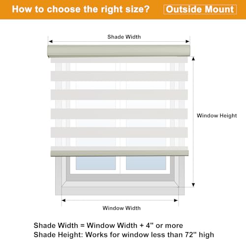Cordless Zebra Blinds for Windows Free (34"w X 64"h / Cream)