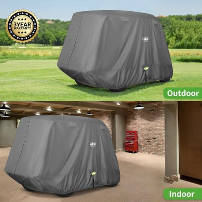 650D Golf Cart Cover for 2 (Grey / L-For 2/2+2/4 Passengers Cart)