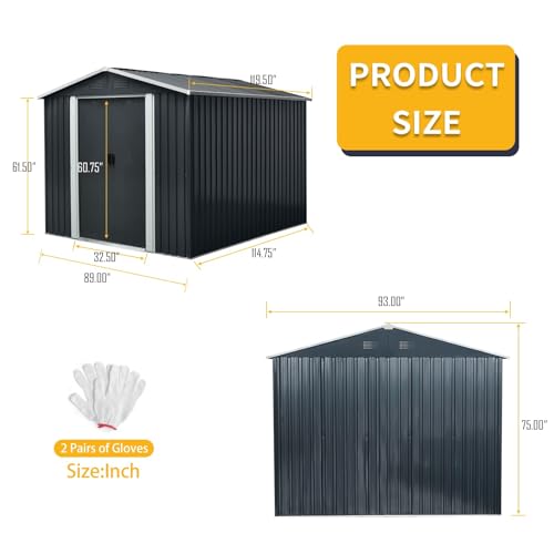 8x10 FT Outdoor Storage Shed (8x10 FT/No Window / Black)