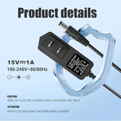 DC 15V 1A Charger for Car Jump Starter Power Supply for Peak 450A 500A 600A 800A 1000A Battery Booster Jump Starter