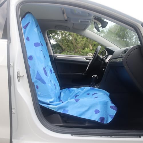 Car Seat Cover Protector Front Seats (1Pcs Front Seat Towel / Blue Marbling)