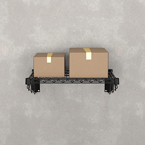 18" x 24" Black Epoxy Wire Wall Mount Shelf (Black / 18" x 24")