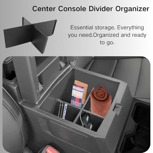 3PCS Center Console Organizer Compatible with Toyota Tacoma 2026 2025 2024 Accessories Middle Console Organizer Interior Armrest Insert Tray Hidden Storage Box Secret Compartment (Black 3PCS)