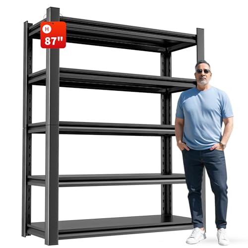 5 Tier Heavy Duty Steel Garage Shelving Unit (24"D x47"W x87"H)