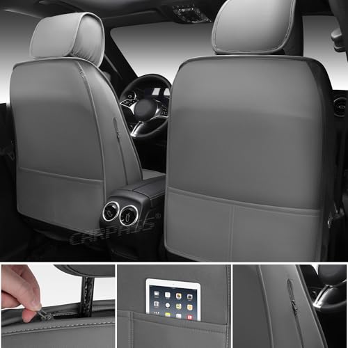 Nappa Leather Car Seat Covers Full Set (Gray Leather / Full Set)