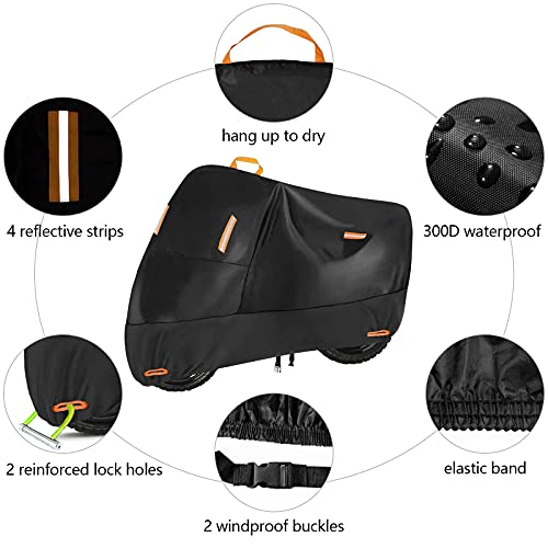 300D Heavy Duty Moped Cover Fits up to 72 inch Bike (Black / M (72" x 33" x 39"))