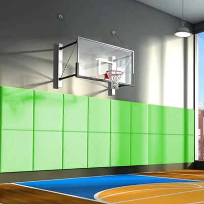 60" 72" High Gym Wall Padding 2" Thick Foam Basketball Court Wall Mount Protector for Garage Taekwondo Babyroom (LIGHT GREEN / 60" x 20" x 2")