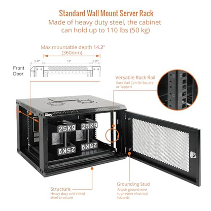 6U Wall Mount Rack Network Cabinet for 19" IT Equipment (6U/Mesh Door)