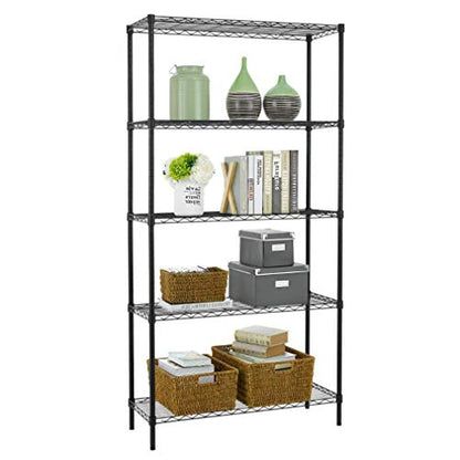 5 Tier Wire Shelf (Black / 36"D x 14"W x 72"H)