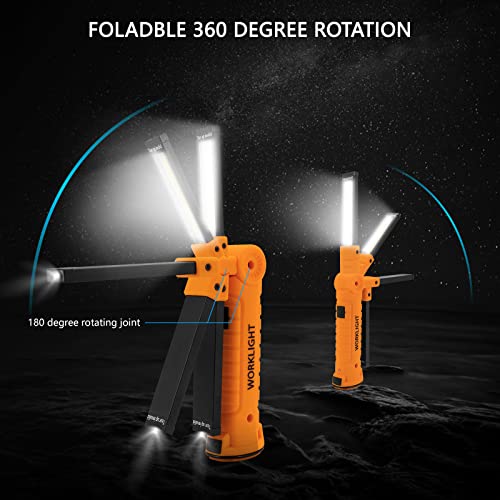 3 Pack Rechargeable LED Work Lights with Magnetic Base and 360° Rotation (Yellow / 3 Pack)
