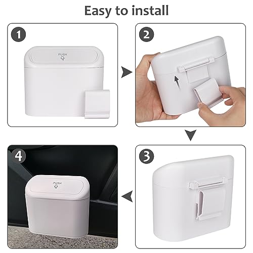 Car Trash Can with Lid (White)