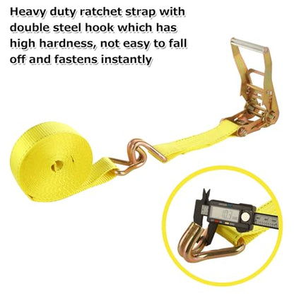 4 Pack 2 Inch Ratchet Straps Heavy Duty 20ft Tie Down Straps Ratchet with Double J Hook (20ft)