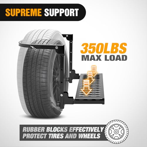 Folding Heavy Duty Tire Step Fit Tire from 10” to 14” (Truck Tire Step Black)