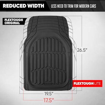 MotorTrend FlexTough Black Car Floor Mats Rubber All Weather Automotive 2pc (2pc Front (Sedan, Compact) / Black)