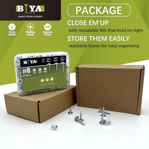 White Wood Screws 240pcs #8 Self Tapping Cabinet 3 Size 1 (White / 240 SCREW COUNT)